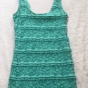 Turquoise lace tight dress